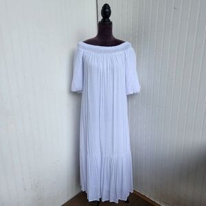 $65 NWT Marissa Olivia Midi Dress Womens Puff Balloon Sleeve Off The Shoulder S